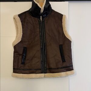 H&M Brown and Black Vest with Cream Trim